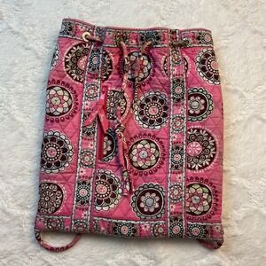 Vera Bradley Drawstring Backpack Quilted‎ Book Bag Travel Shoulder Bag Pink